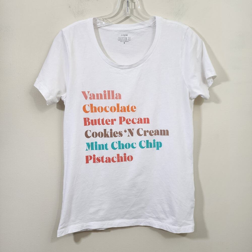 J. Crew collector tee colorful ice cream flavors short sleeve t-shirt woman sz S